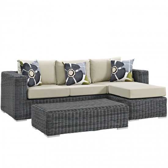 Summon 3 Piece Outdoor Patio Sunbrella® Sectional Set