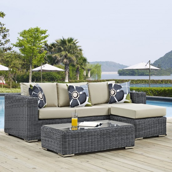 Summon 3 Piece Outdoor Patio Sunbrella® Sectional Set