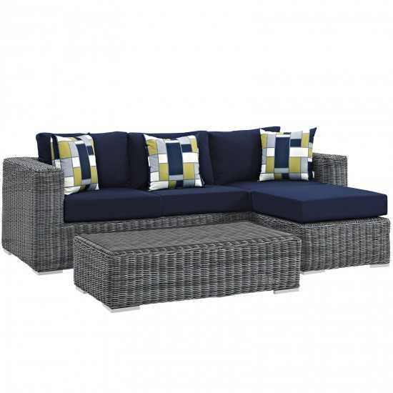 Summon 3 Piece Outdoor Patio Sunbrella® Sectional Set