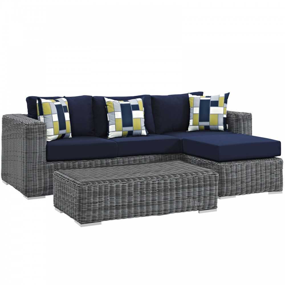 Summon 3 Piece Outdoor Patio Sunbrella® Sectional Set