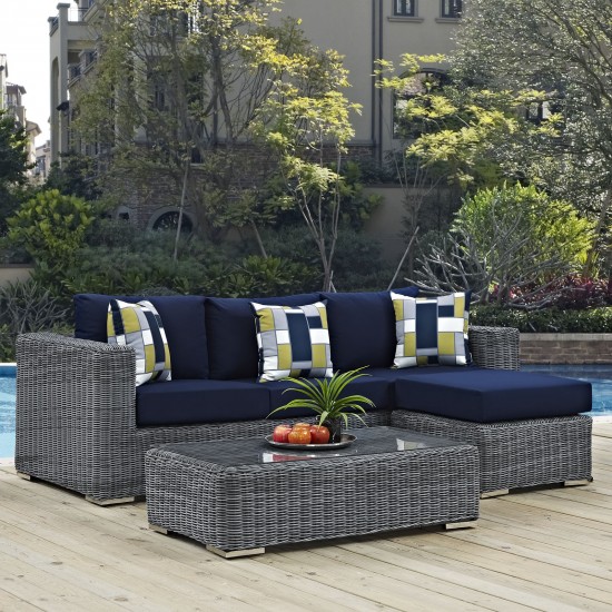 Summon 3 Piece Outdoor Patio Sunbrella® Sectional Set