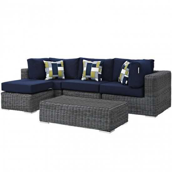 Summon 5 Piece Outdoor Patio Sunbrella® Sectional Set