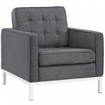 Loft 3 Piece Upholstered Fabric Sofa and Armchair Set