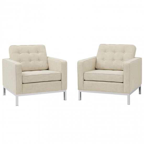 Loft Armchairs Upholstered Fabric Set of 2