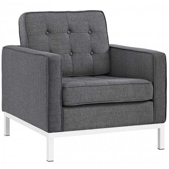 Loft 2 Piece Upholstered Fabric Sofa and Armchair Set