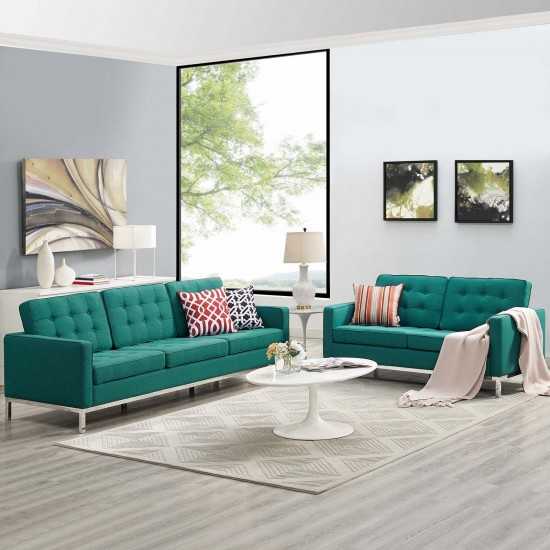 Loft 2 Piece Upholstered Fabric Sofa and Loveseat Set