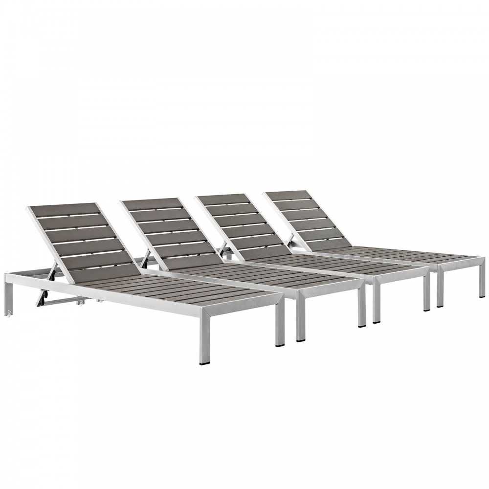 Shore Chaise Outdoor Patio Aluminum Set of 4