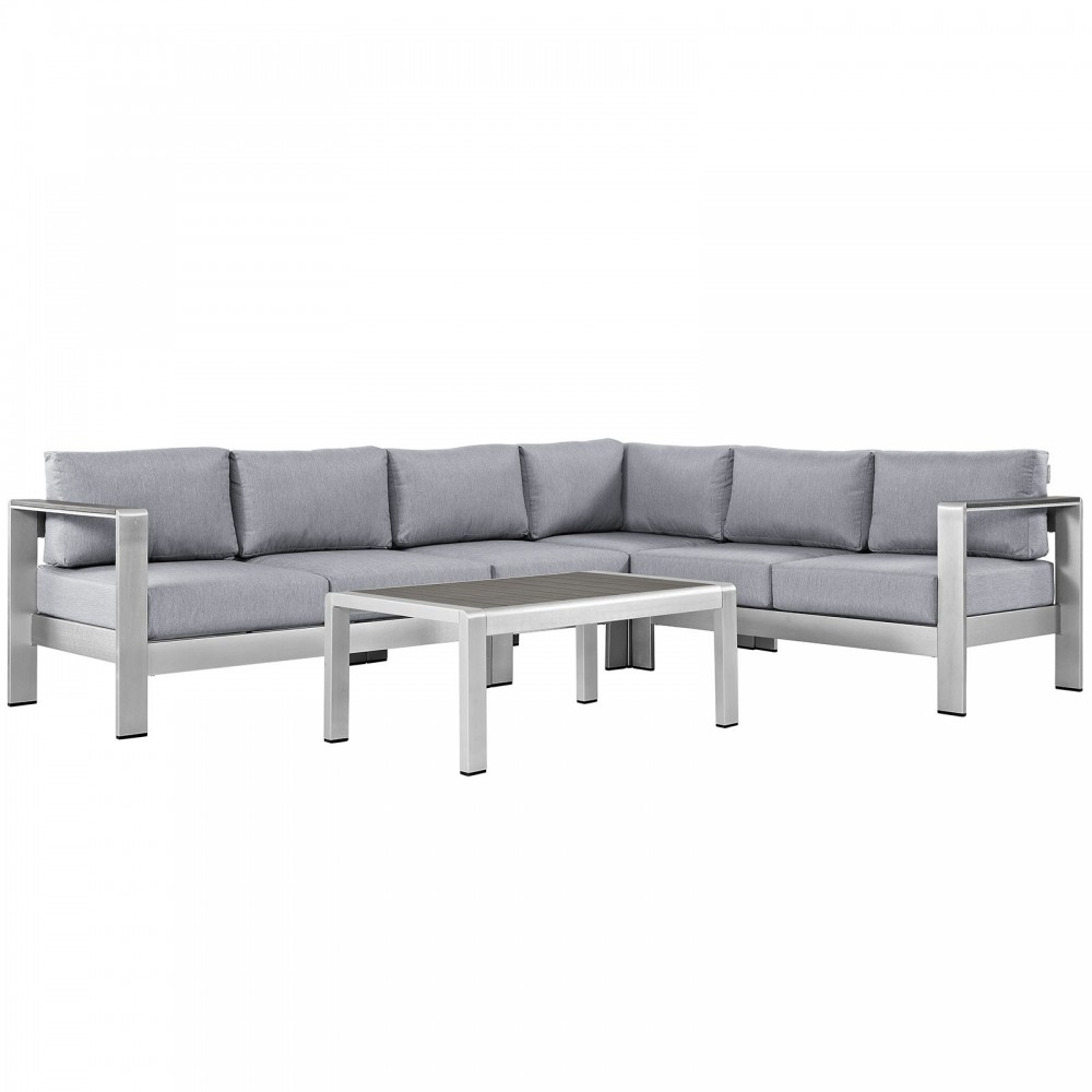 Shore 5 Piece Outdoor Patio Aluminum Sectional Sofa Set