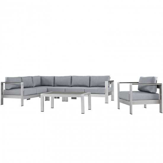 Shore 6 Piece Outdoor Patio Aluminum Sectional Sofa Set