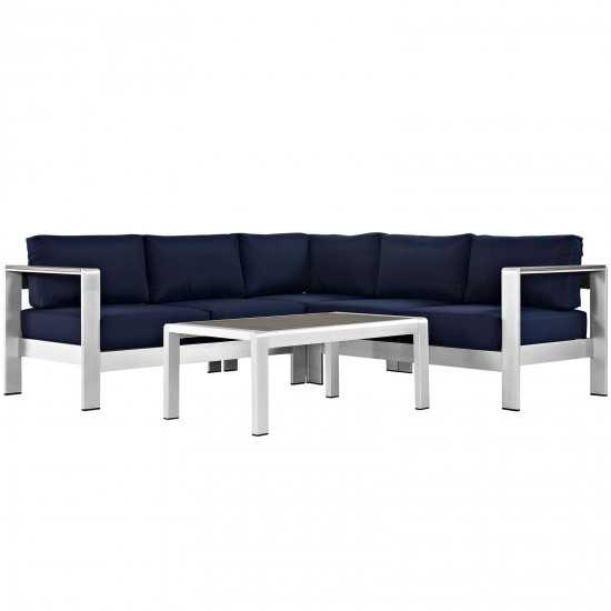 Shore 4 Piece Outdoor Patio Aluminum Sectional Sofa Set