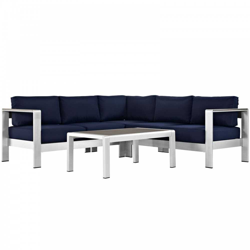 Shore 4 Piece Outdoor Patio Aluminum Sectional Sofa Set