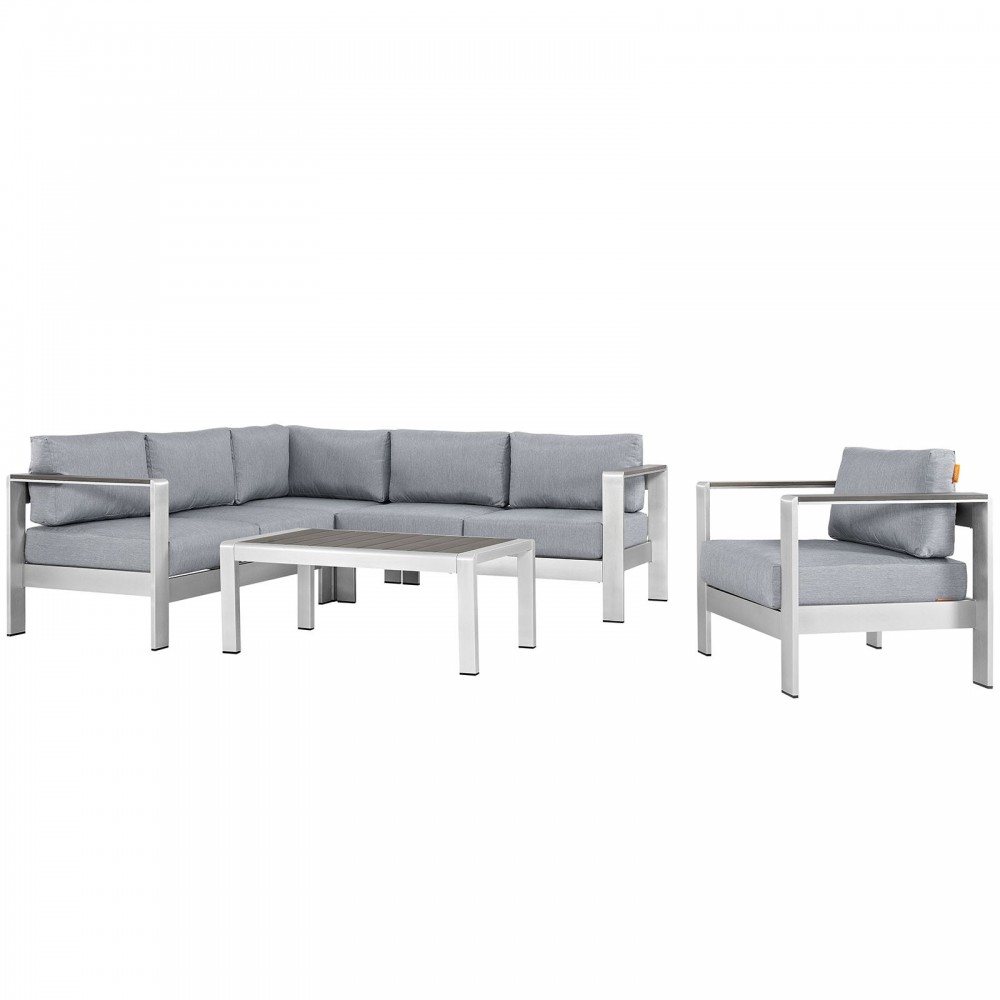 Shore 5 Piece Outdoor Patio Aluminum Sectional Sofa Set