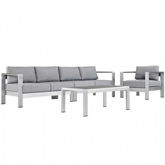Shore 4 Piece Outdoor Patio Aluminum Sectional Sofa Set