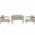 Shore 4 Piece Outdoor Patio Aluminum Sectional Sofa Set