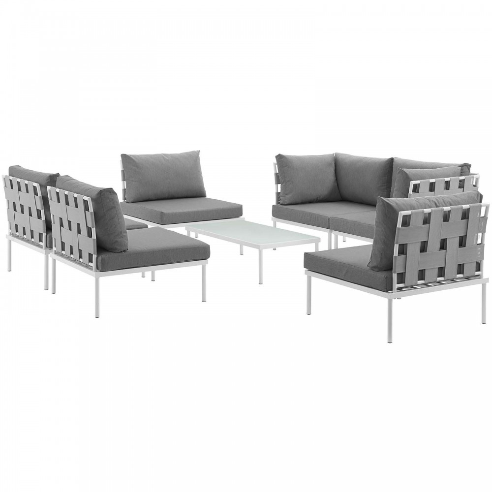 Harmony 7 Piece Outdoor Patio Aluminum Sectional Sofa Set