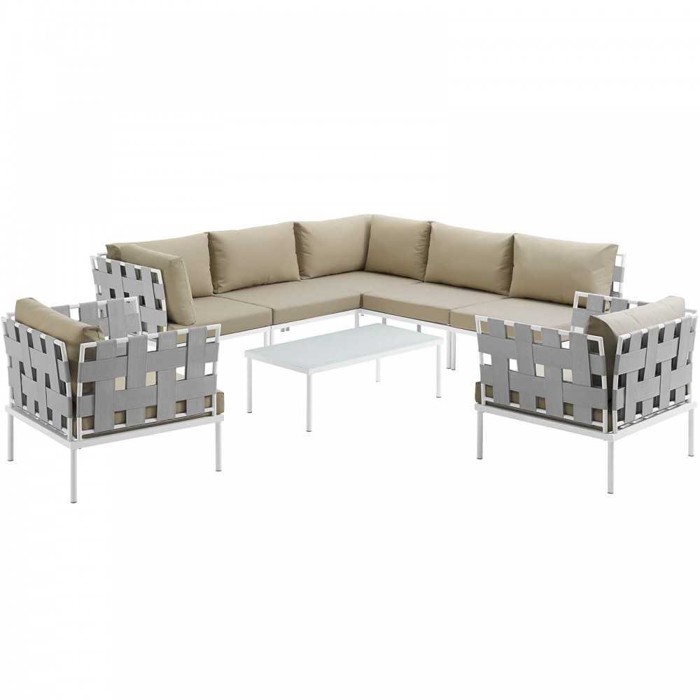 Harmony 8 Piece Outdoor Patio Aluminum Sectional Sofa Set