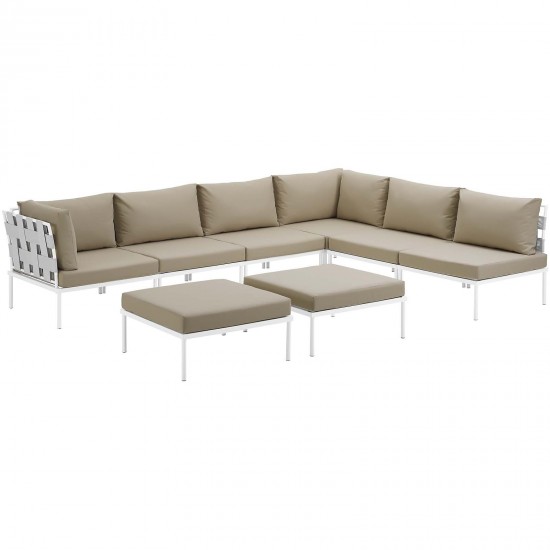 Harmony 8 Piece Outdoor Patio Aluminum Sectional Sofa Set