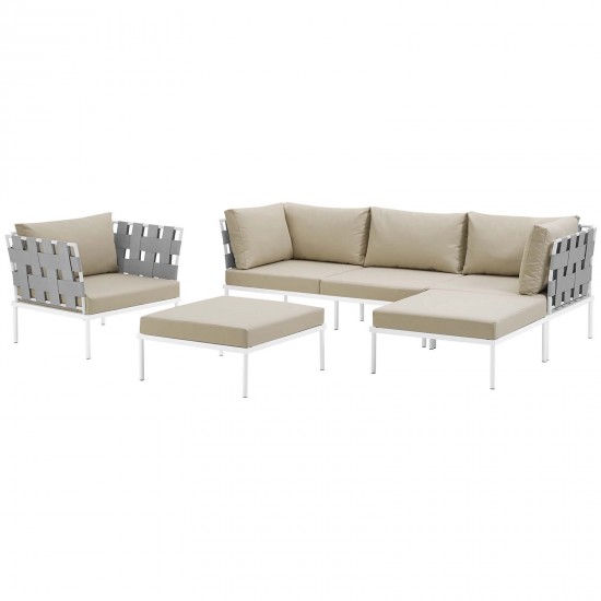 Harmony 6 Piece Outdoor Patio Aluminum Sectional Sofa Set