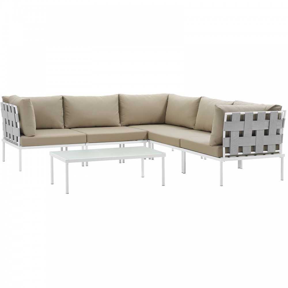 Harmony 6 Piece Outdoor Patio Aluminum Sectional Sofa Set