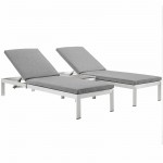 Shore 3 Piece Outdoor Patio Aluminum Chaise with Cushions