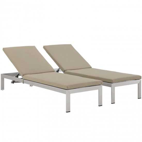 Shore Chaise with Cushions Outdoor Patio Aluminum Set of 2