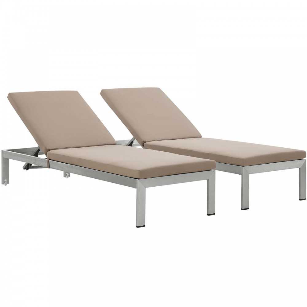 Shore Chaise with Cushions Outdoor Patio Aluminum Set of 2