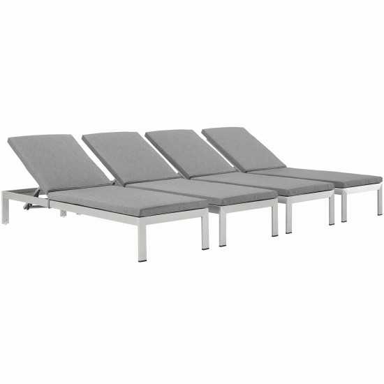 Shore Chaise with Cushions Outdoor Patio Aluminum Set of 4