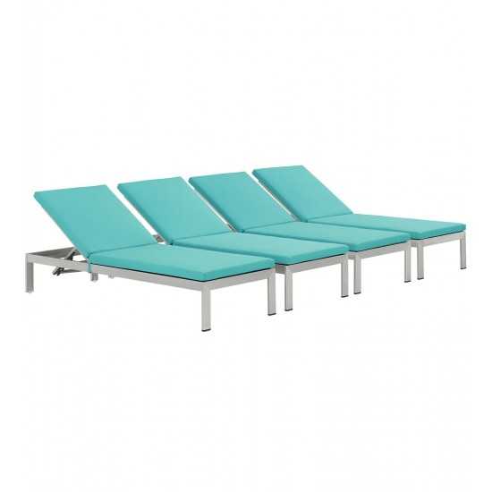 Shore Chaise with Cushions Outdoor Patio Aluminum Set of 4