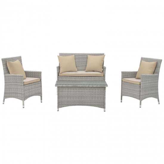 Bridge 4 Piece Outdoor Patio Patio Conversation Set with Pillow Set