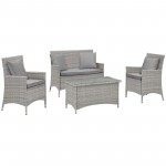 Bridge 4 Piece Outdoor Patio Patio Conversation Set with Pillow Set