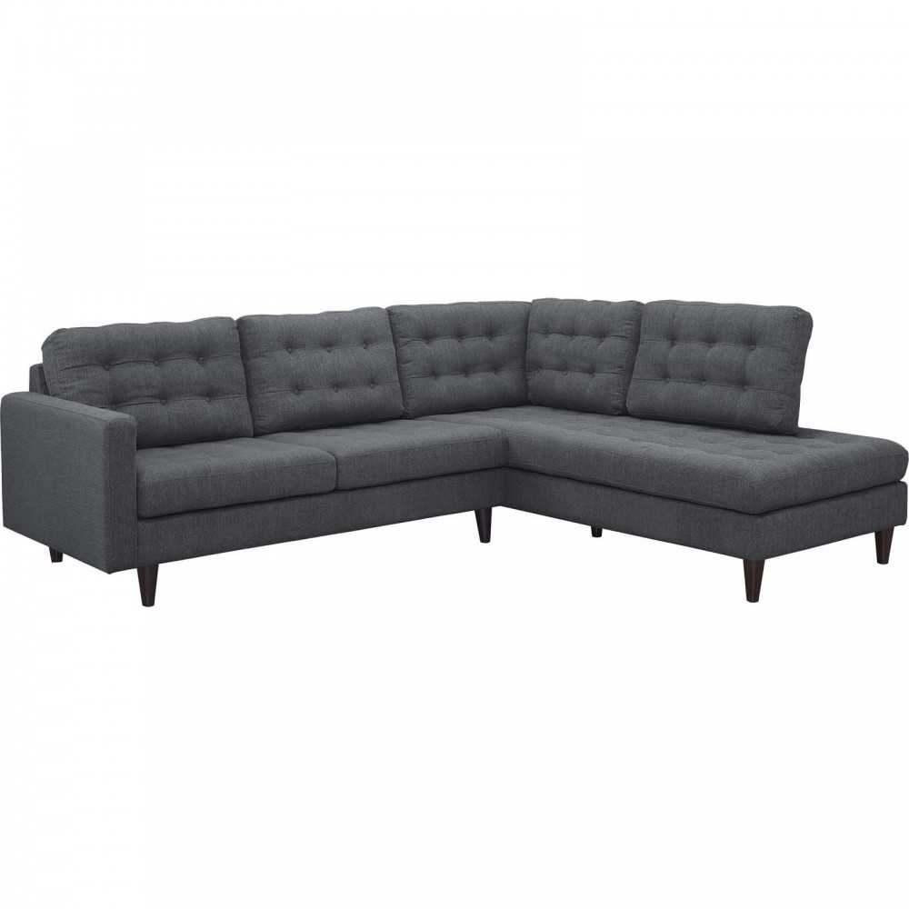 Empress 2 Piece Upholstered Fabric Right Facing Bumper Sectional