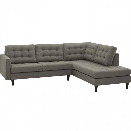 Empress 2 Piece Upholstered Fabric Right Facing Bumper Sectional