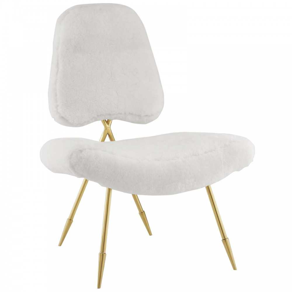 Ponder Upholstered Sheepskin Fur Lounge Chair