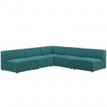 Mingle 5 Piece Upholstered Fabric Armless Sectional Sofa Set