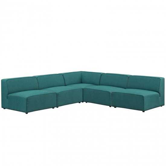 Mingle 5 Piece Upholstered Fabric Armless Sectional Sofa Set