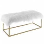 Anticipate White Sheepskin Bench