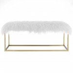 Anticipate White Sheepskin Bench