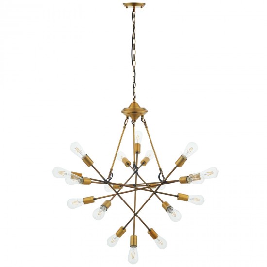 Request Antique Brass 18 Light Mid-Century Pendant Chandelier