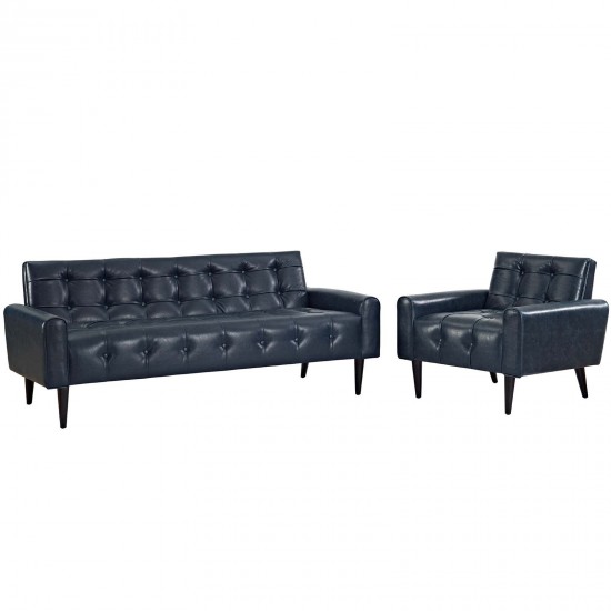 Delve 2 Piece Upholstered Vinyl Sofa and Armchair Set