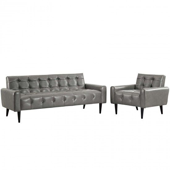 Delve 2 Piece Upholstered Vinyl Sofa and Armchair Set