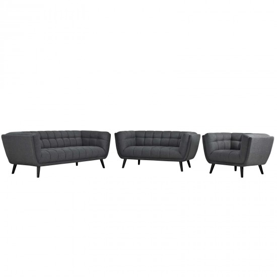 Bestow 3 Piece Upholstered Fabric Sofa Loveseat and Armchair Set