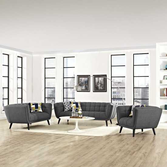 Bestow 3 Piece Upholstered Fabric Sofa Loveseat and Armchair Set