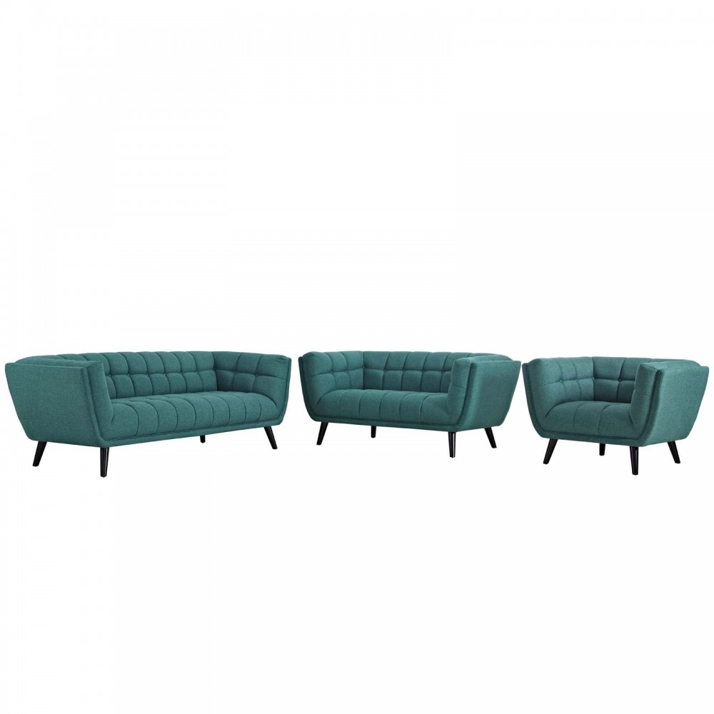 Bestow 3 Piece Upholstered Fabric Sofa Loveseat and Armchair Set