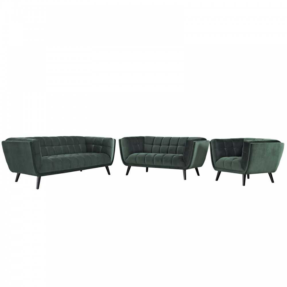 Bestow 3 Piece Performance Velvet Sofa Loveseat and Armchair Set