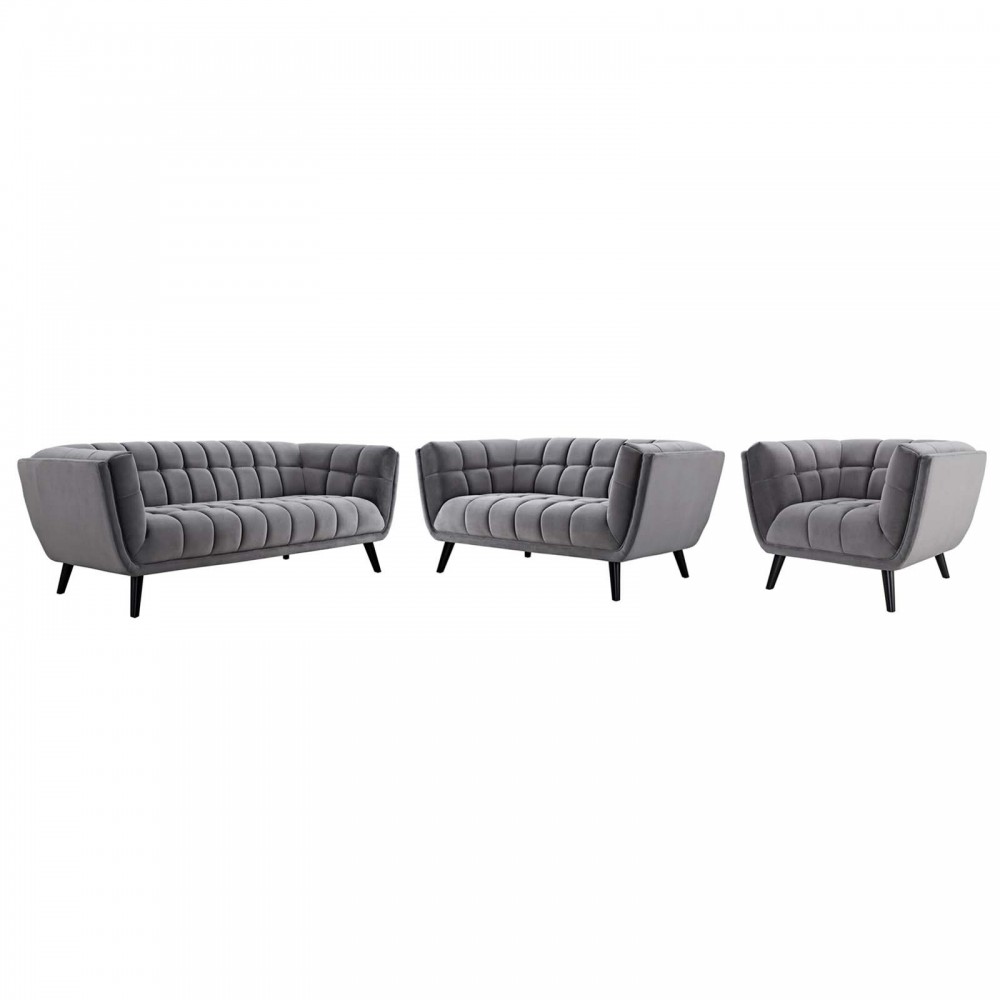 Bestow 3 Piece Performance Velvet Sofa Loveseat and Armchair Set