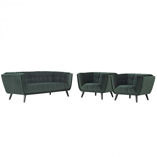 Bestow 3 Piece Performance Velvet Sofa and Armchair Set