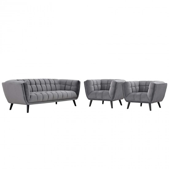 Bestow 3 Piece Performance Velvet Sofa and Armchair Set