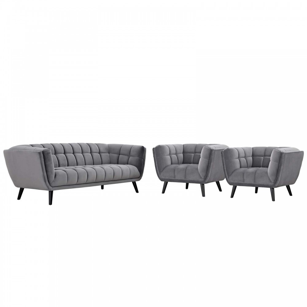 Bestow 3 Piece Performance Velvet Sofa and Armchair Set