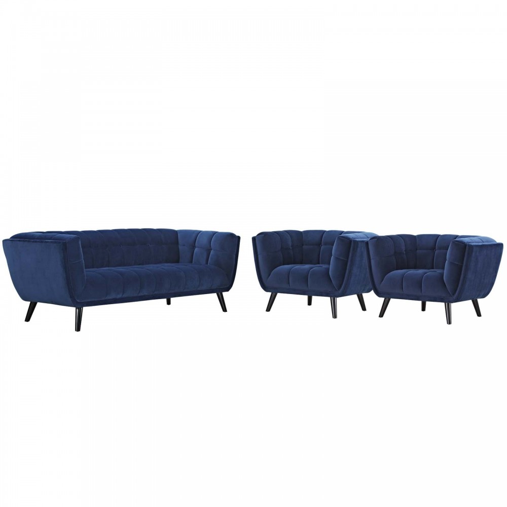 Bestow 3 Piece Performance Velvet Sofa and Armchair Set