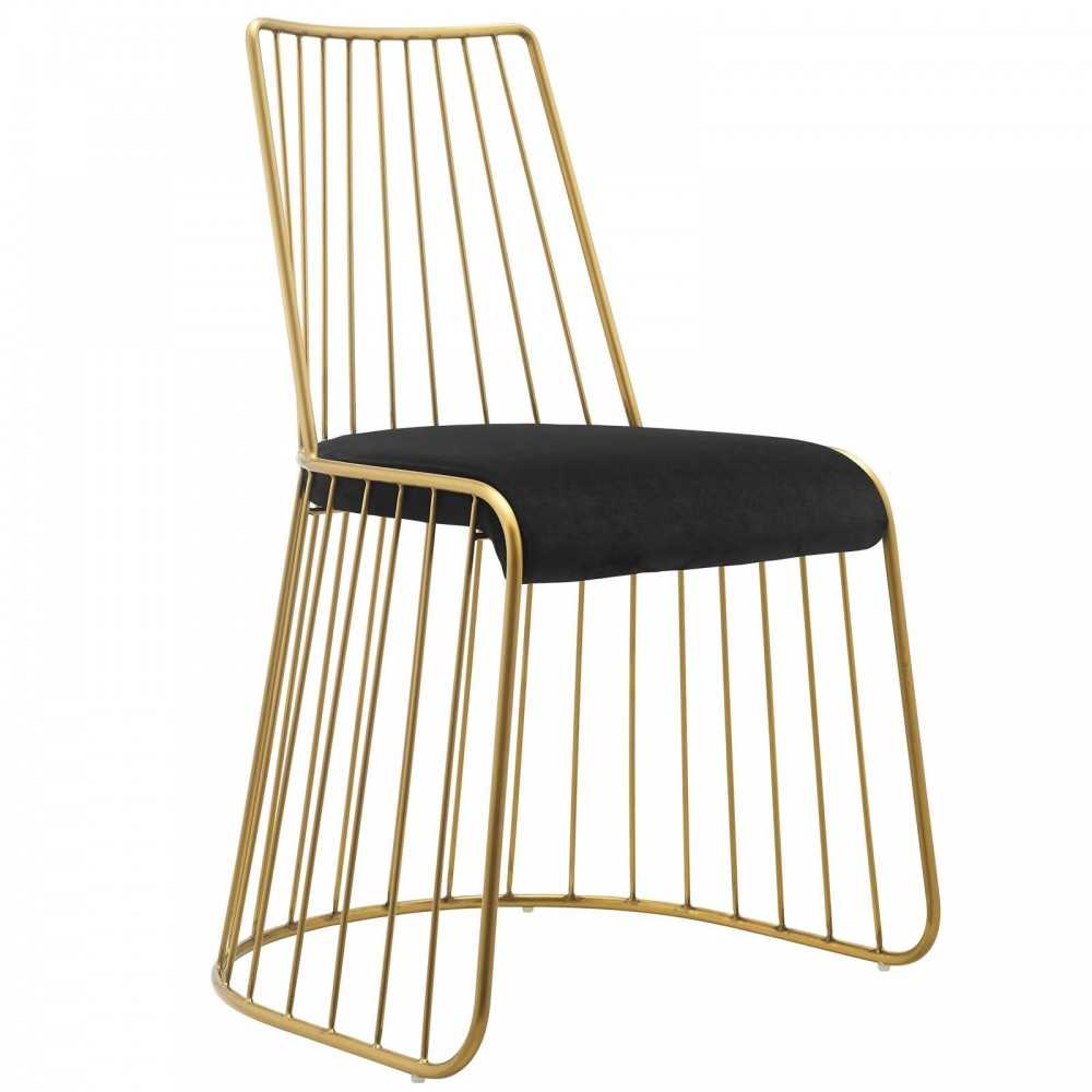 Rivulet Gold Stainless Steel Performance Velvet Dining Chair